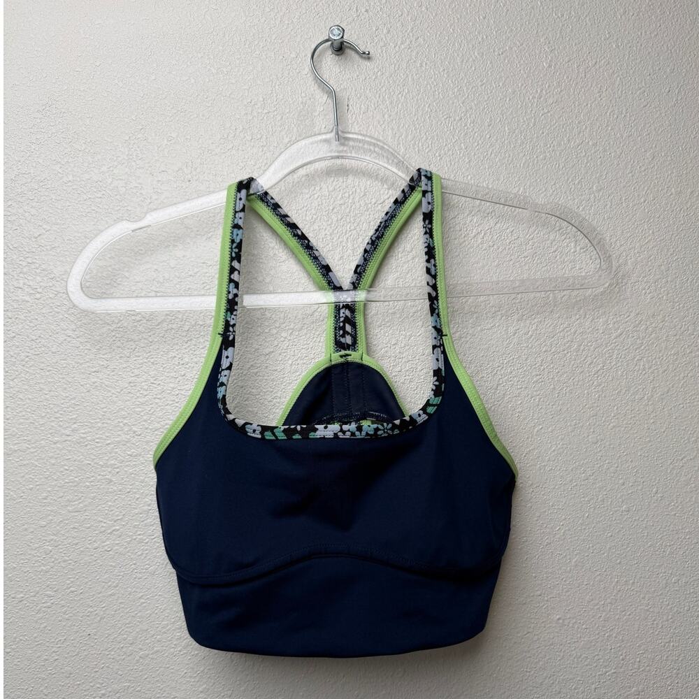 Free People Movement Navy Floral Racerback Sports Bra Women S - Picture 4 of 12